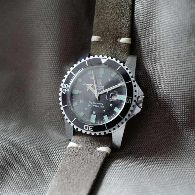 Montre Homme Mortima SuperDatomatic De Plongée Vintage - Cadran Noir, Acier, à Restaurer
