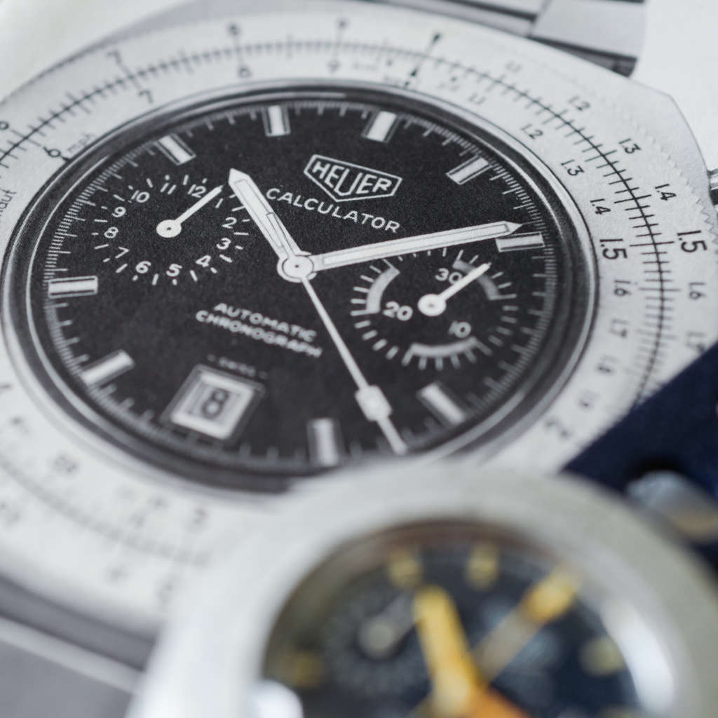 Montre vintage Heuer vintage cadran bleu aiguille orange Montre vintage Heuer vintage cadran bleu aiguille orange