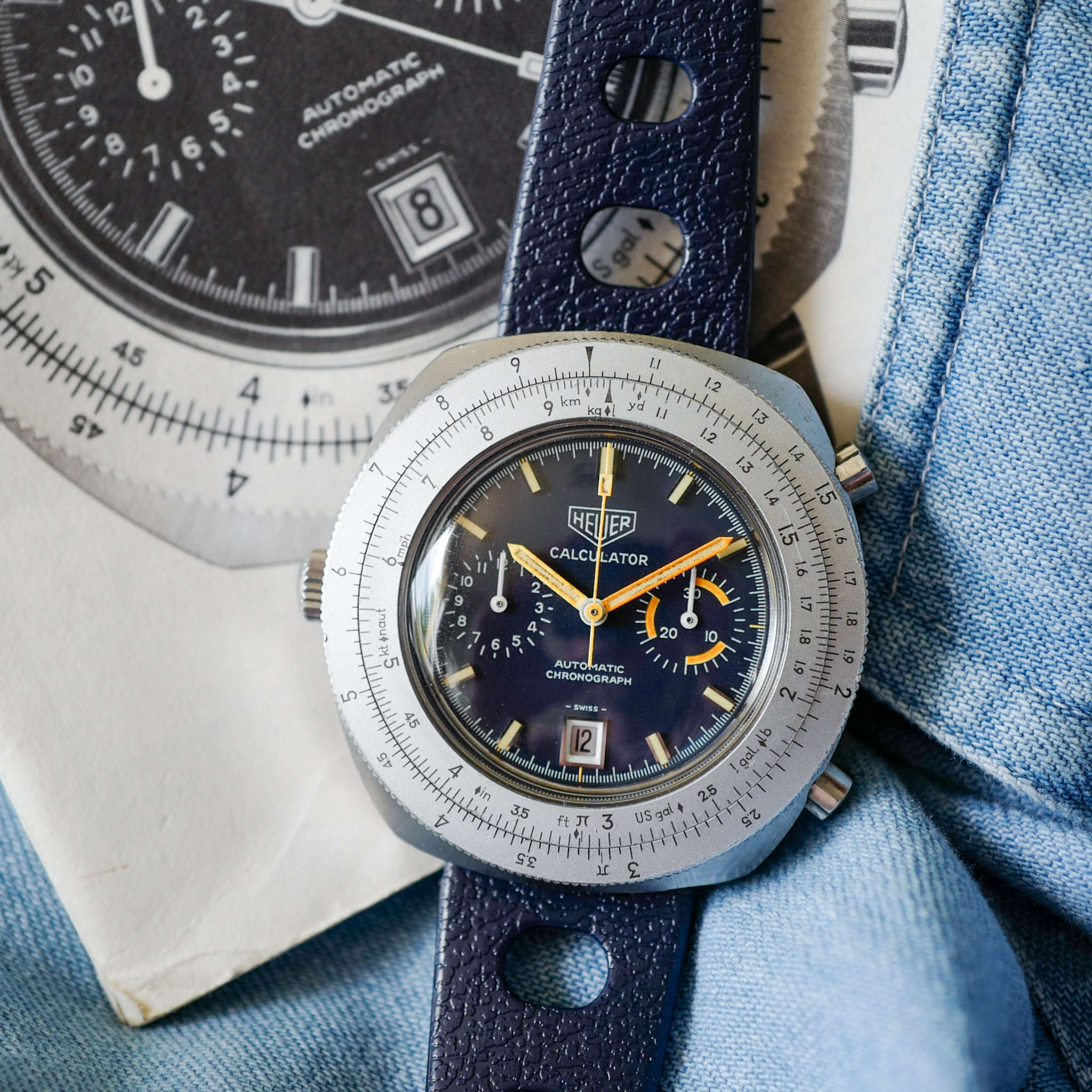 HEUER Calculator Chronographe vintage Réf.110.633 (Années 1970)