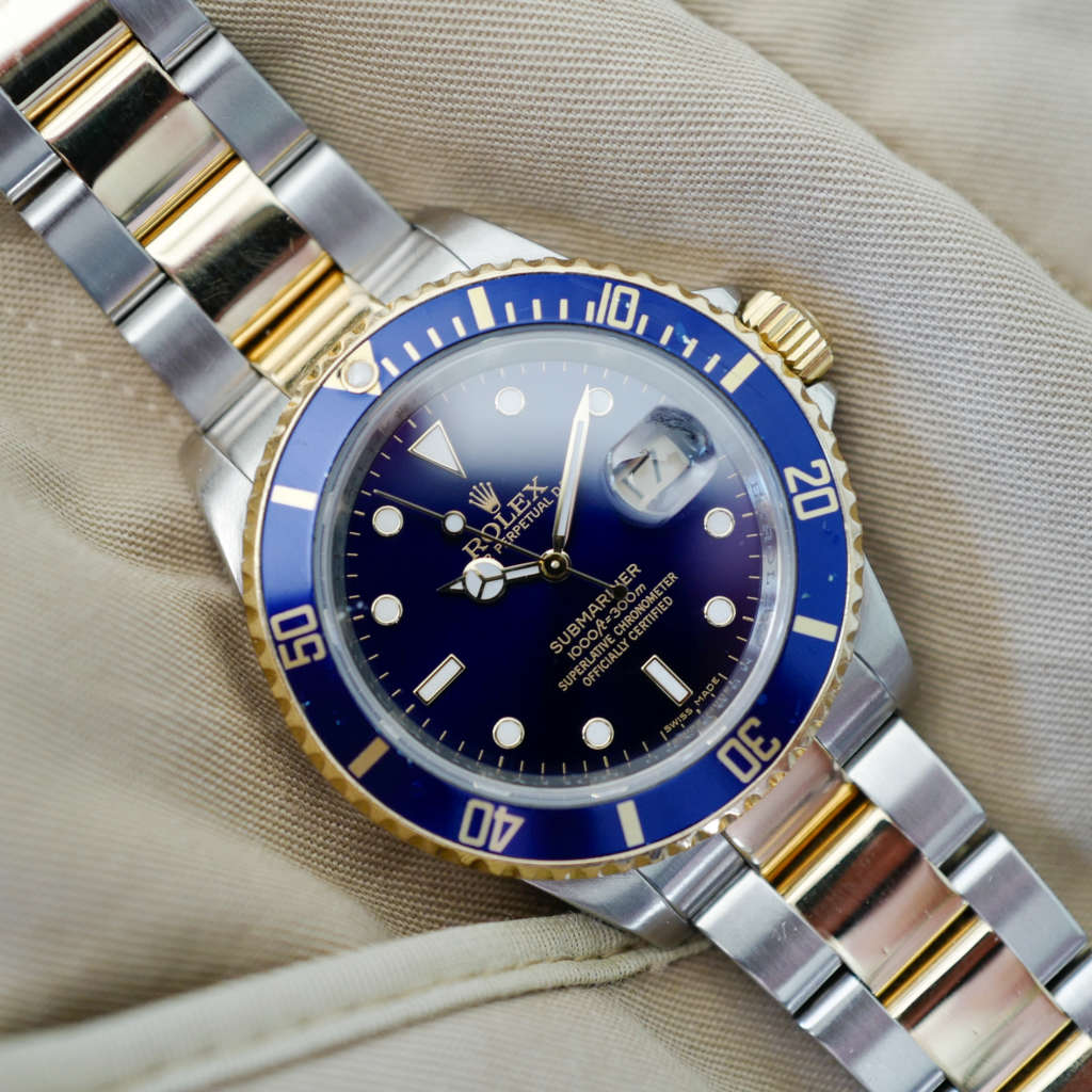 or et bleue montre Submariner 16613 T