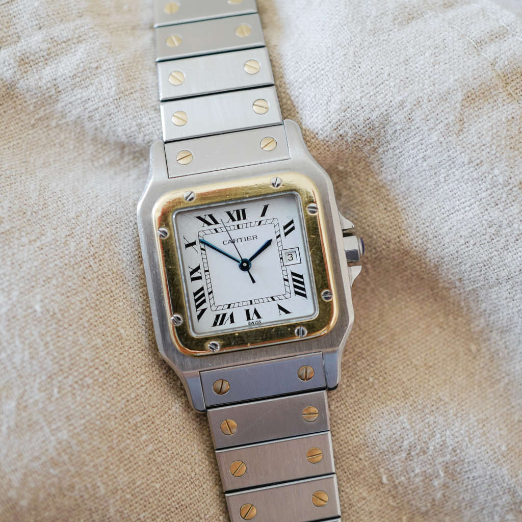 Montre Cartier Santos vintage homme 2961 or acier automatique Montre Cartier Santos vintage homme 2961 or acier automatique