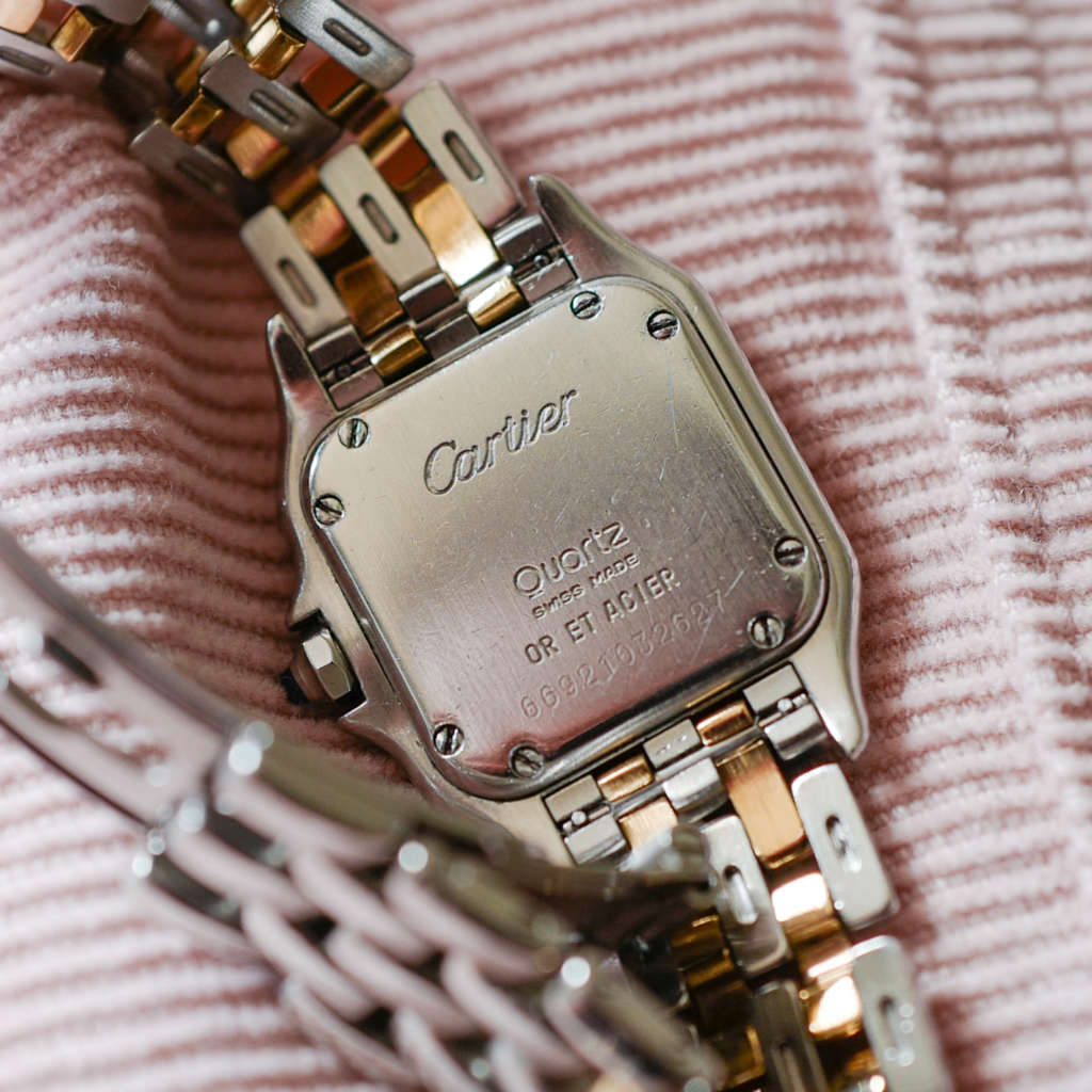 Jolie montre Cartier panthère or et acier pour femme