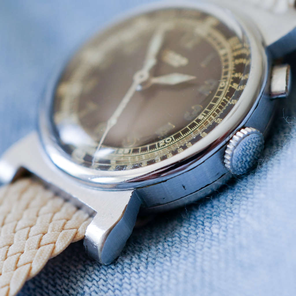 rare montre chronographe monopoussoir art deco 27 mm