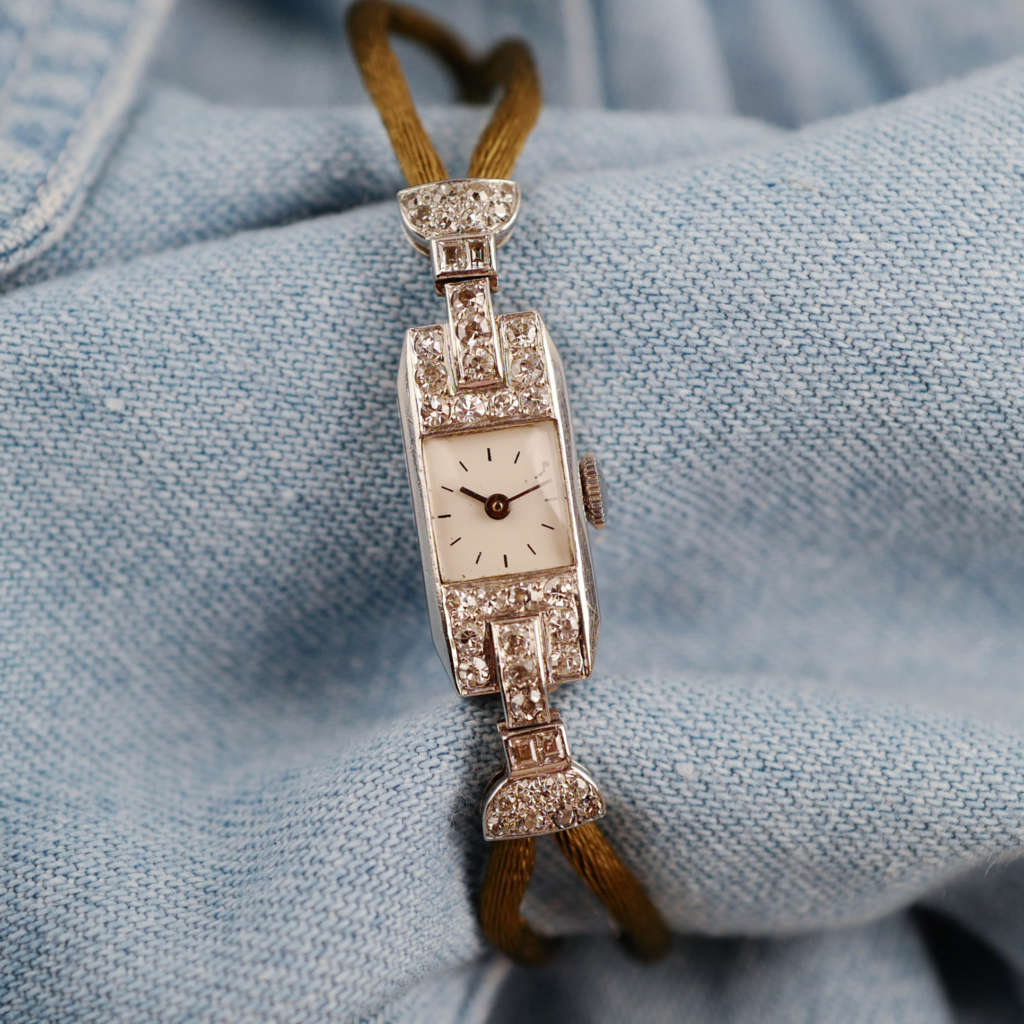 montre femme art deco vintage platine or diamants_1 montre femme art déco vintage platine or diamants