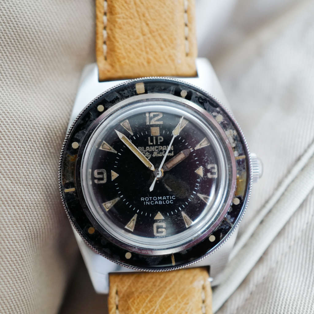 cafe noir les montres horloger marseille vintage lip blancain fifty fathoms lunette bakélite tritium_1