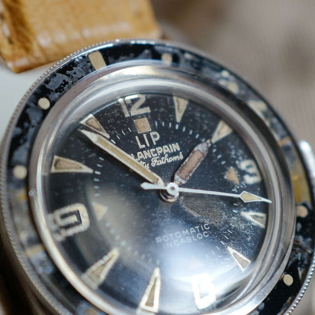 cafe noir les montres horloger marseille vintage lip blancain fifty fathoms lunette bakélite tritium_1