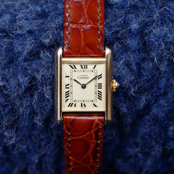 cafe noir les montres vintage cartier tank must pour femme petite modele vermeil bracelet marron_1