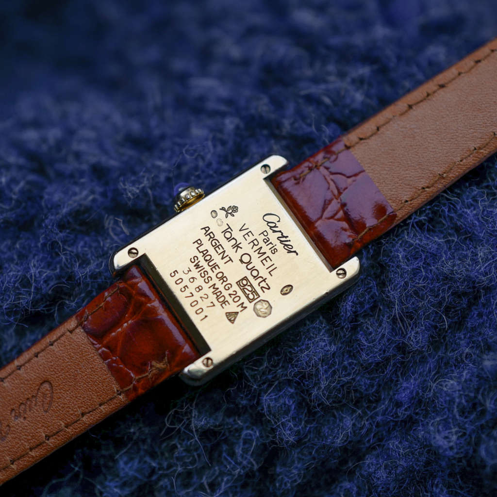 cafe noir les montres vintage cartier tank must pour femme petite modele vermeil bracelet marron_2