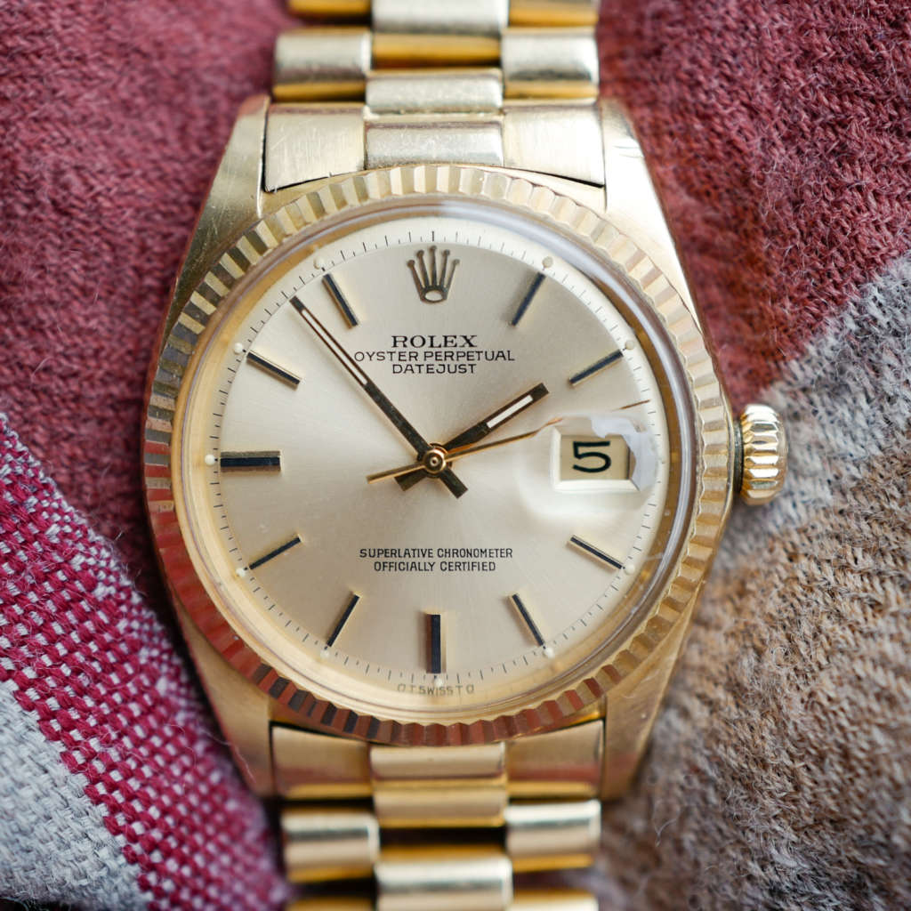 cafe noir montres vintage rolex datejust 1601 bracelet or jaune massif 18k bracelet president 1956_1