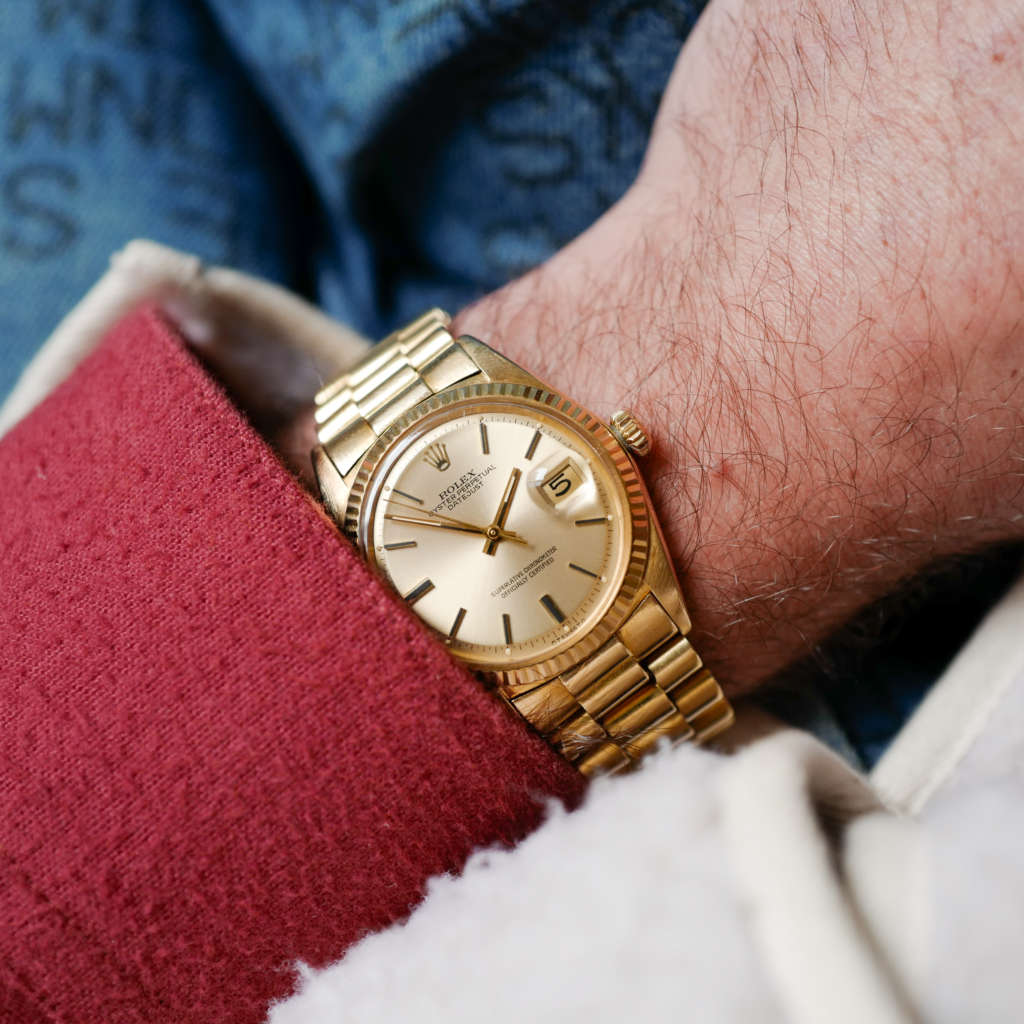 cafe noir montres vintage rolex datejust 1601 bracelet or jaune massif 18k bracelet president 1956_11