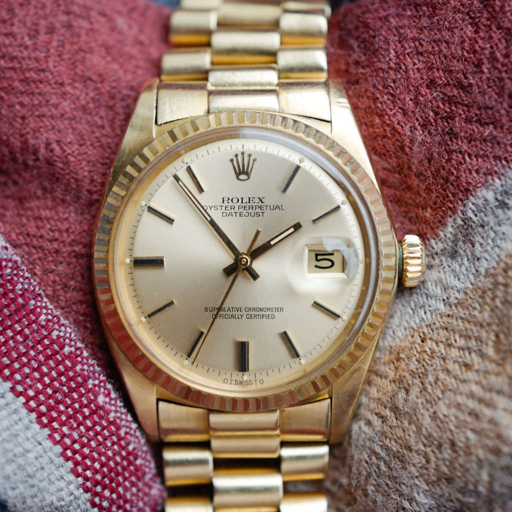 cafe noir montres vintage rolex datejust 1601 bracelet or jaune massif 18k bracelet president 1956_2