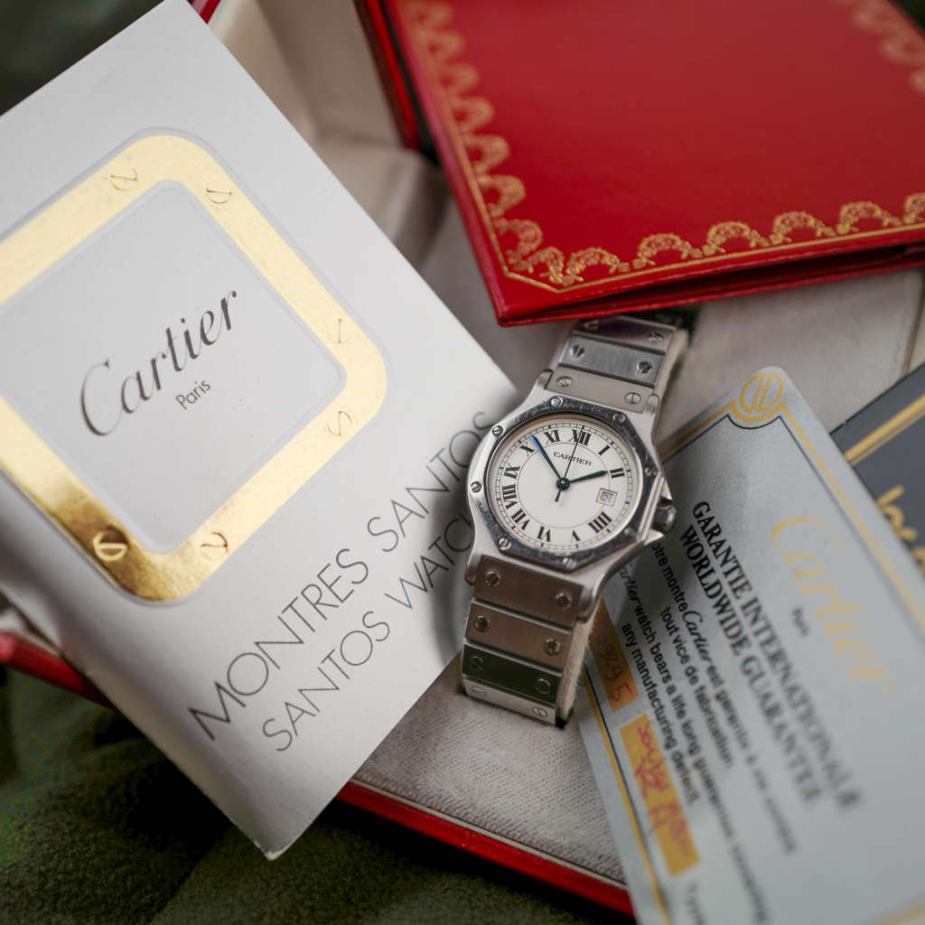 cafe noir montres horloger marseille cartier santos octogonale octo 2965 acier homme automatique vintage full set_2