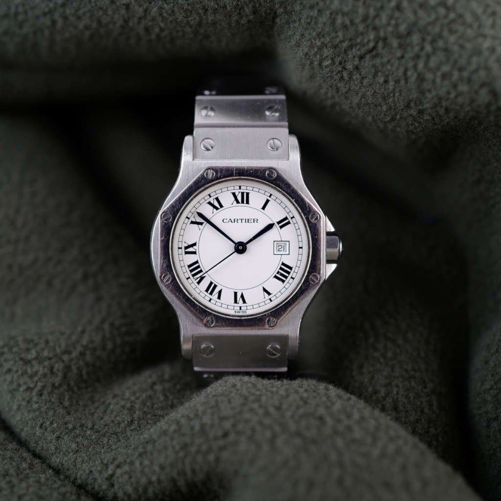 cafe noir montres horloger marseille cartier santos octogonale octo 2965 acier homme automatique vintage full set_2