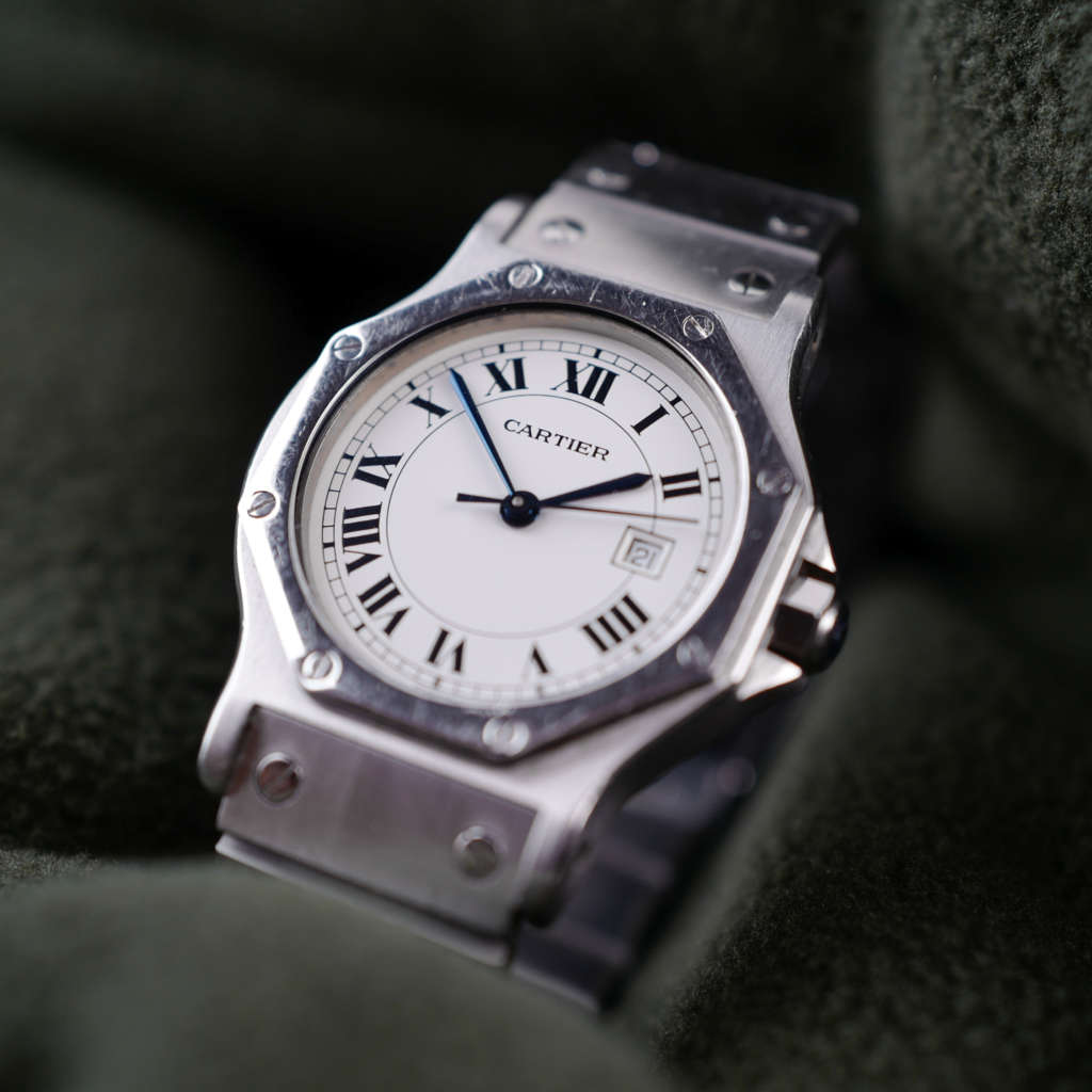 cafe noir montres horloger marseille cartier santos octogonale octo 2965 acier homme automatique vintage full set_2