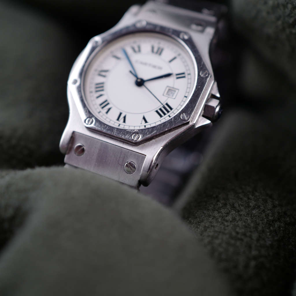 cafe noir montres horloger marseille cartier santos octogonale octo 2965 acier homme automatique vintage full set_2