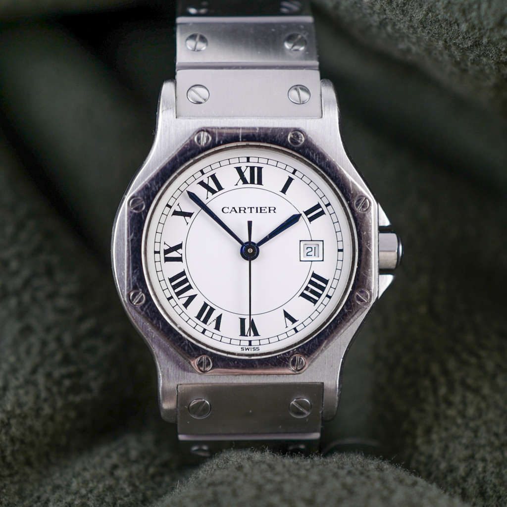 cafe noir montres horloger marseille cartier santos octogonale octo 2965 acier homme automatique vintage full set_2