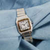 cafe noir montres vintage horloger marseille cartier santos 2961 or acier cadran blanc bracelet or et acier_1