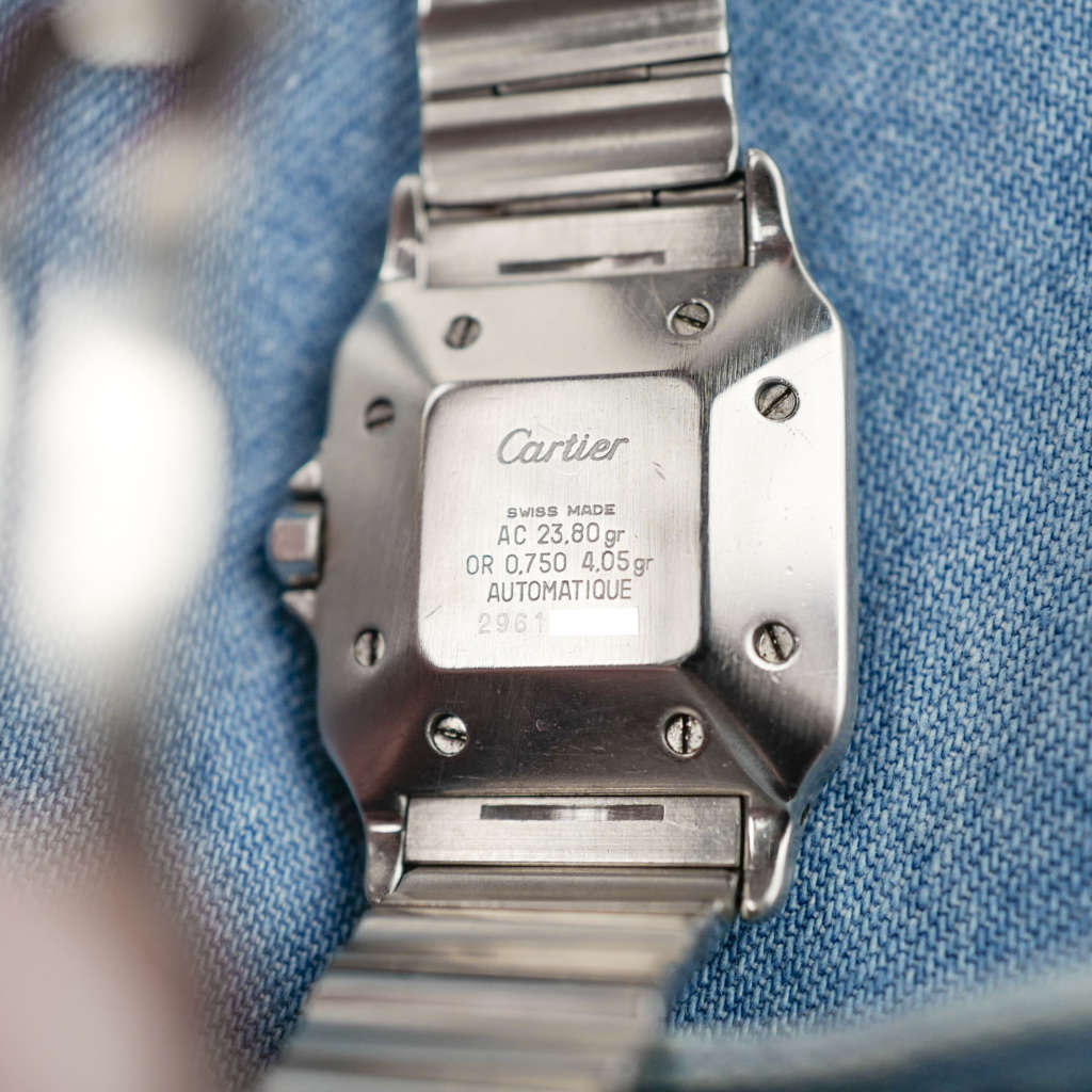 cafe noir montres vintage horloger marseille cartier santos 2961 or acier cadran blanc bracelet or et acier_1