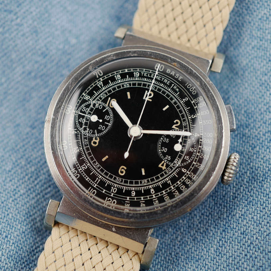 cafe noir montres vintage horloger marseille chronographe mono poussoir militaire landeron venus tachymètre télémètre