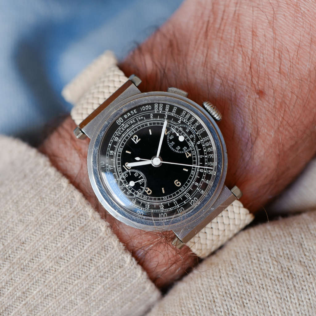 cafe noir montres vintage horloger marseille chronographe mono poussoir militaire landeron venus tachymètre télémètre