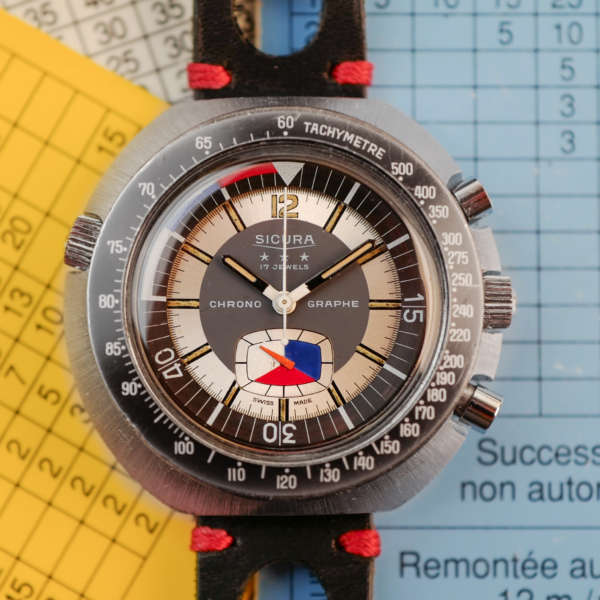 cafe noir les montres SICURA Automatic Oversize Chronographe vintage 1970_2
