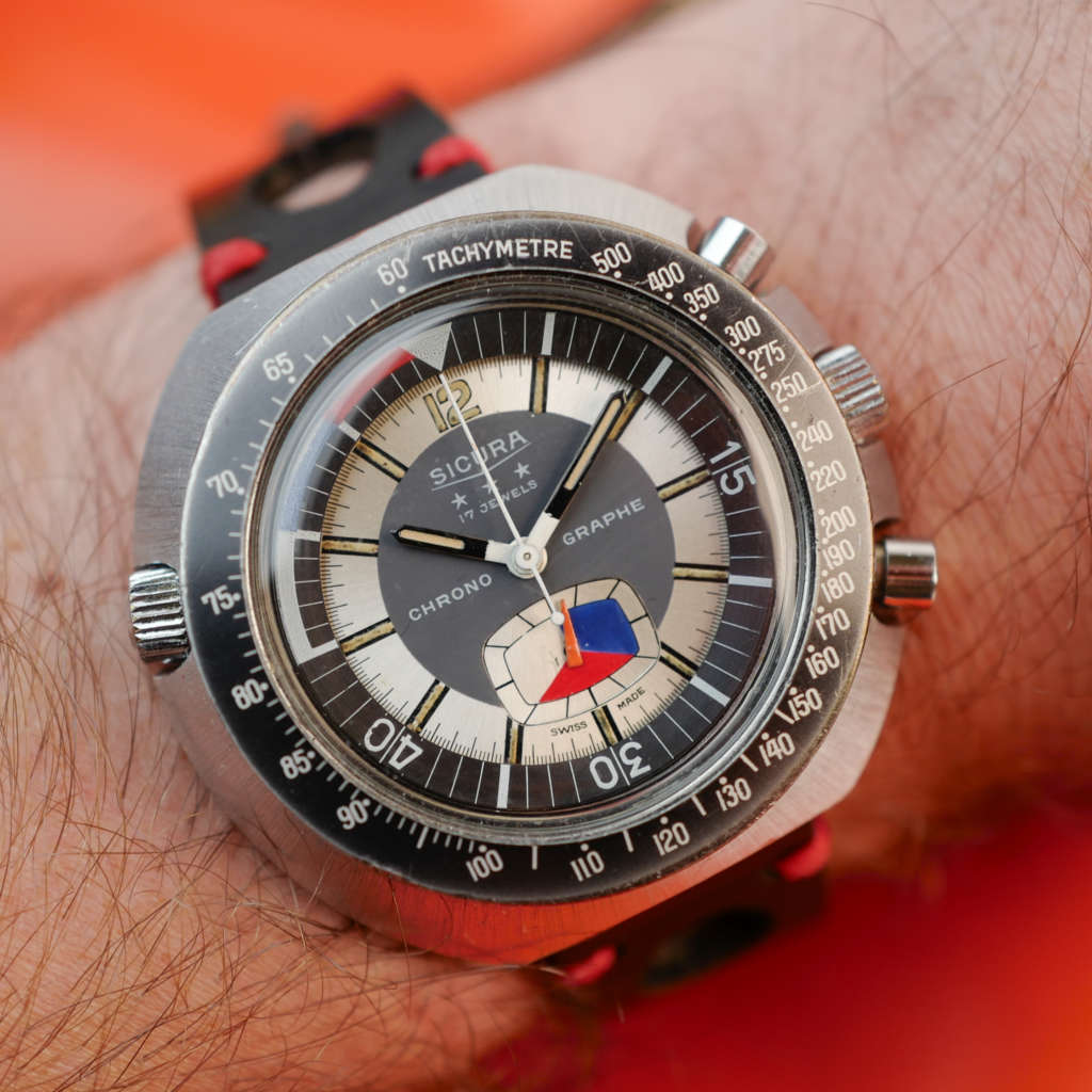 cafe noir les montres SICURA Automatic Oversize Chronographe vintage 1970_9