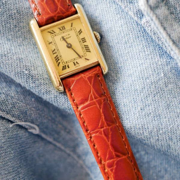 cafe noir les montres bracelet ancien vintage 14 mm aligator marron mat pour cartier must_1