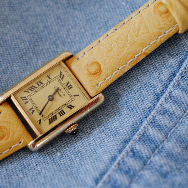 cafe noir les montres bracelet ancien vintage 14 mm autruche pour cartier must_1
