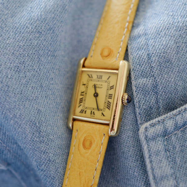 cafe noir les montres bracelet ancien vintage 14 mm autruche pour cartier must_1