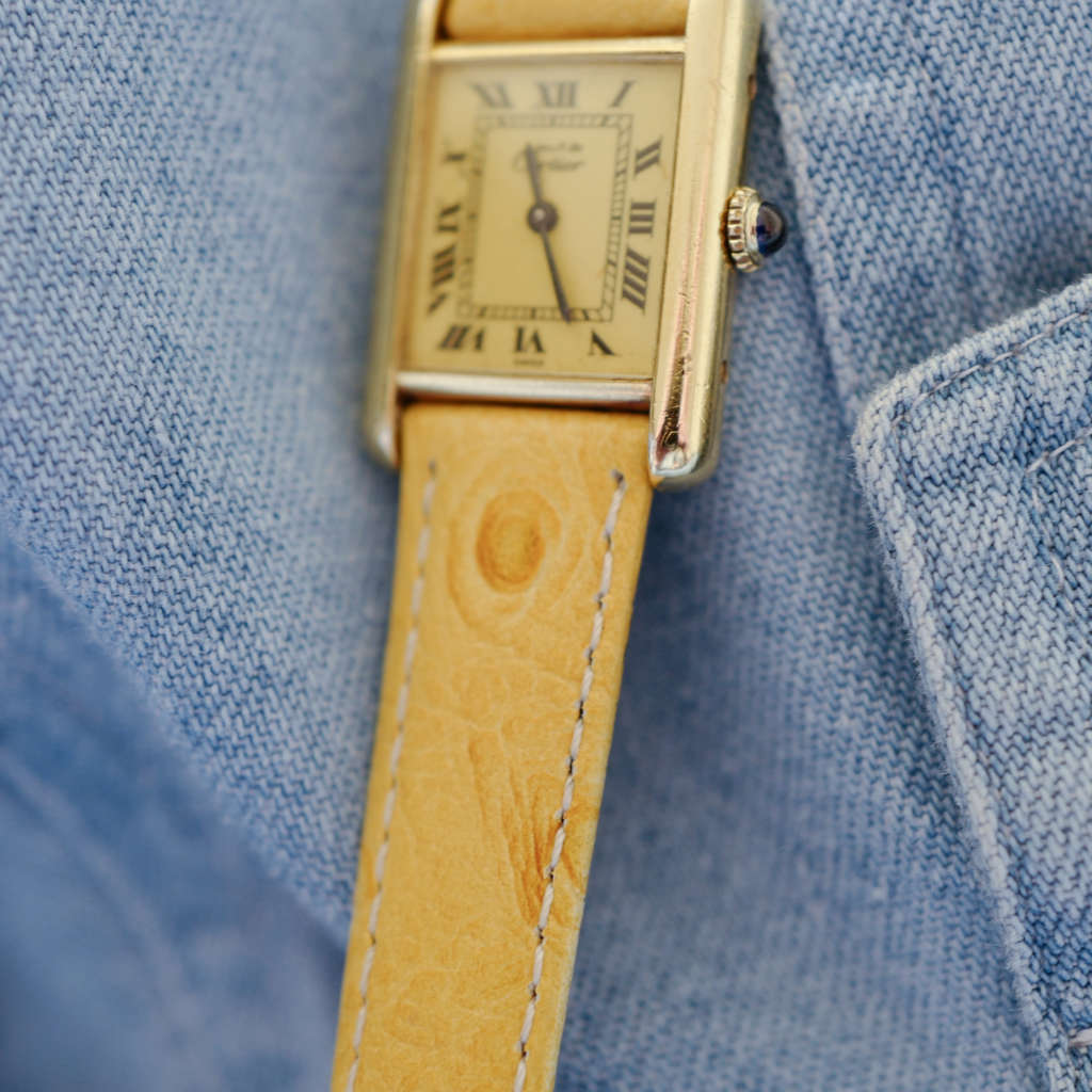 cafe noir les montres bracelet ancien vintage 14 mm autruche pour cartier must_1