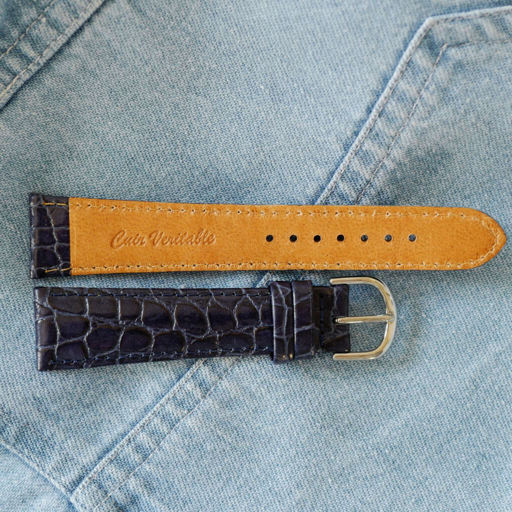 cafe noir les montres bracelet ancien vintage 18 mm 20 mm aligator bleu brillant_4 cafe noir les montres bracelet ancien vintage 18 mm 20 mm aligator bleu brillant_1