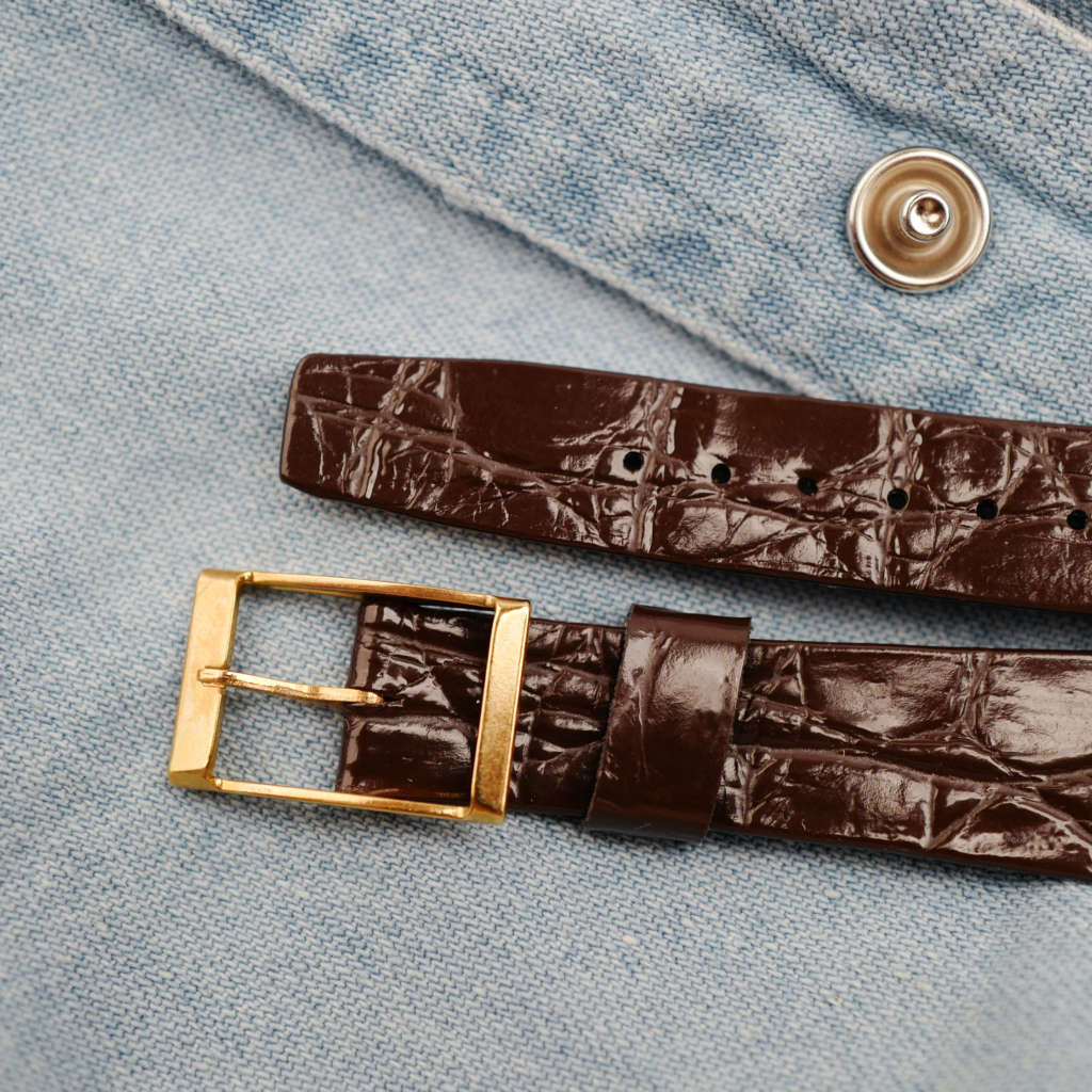 bracelet cuir 20 mm veritable marron brillant type aligator vintage 20 mm neuf de stock_2 bracelet cuir 20 mm veritable marron brillant type aligator vintage 20 mm neuf de stock_4