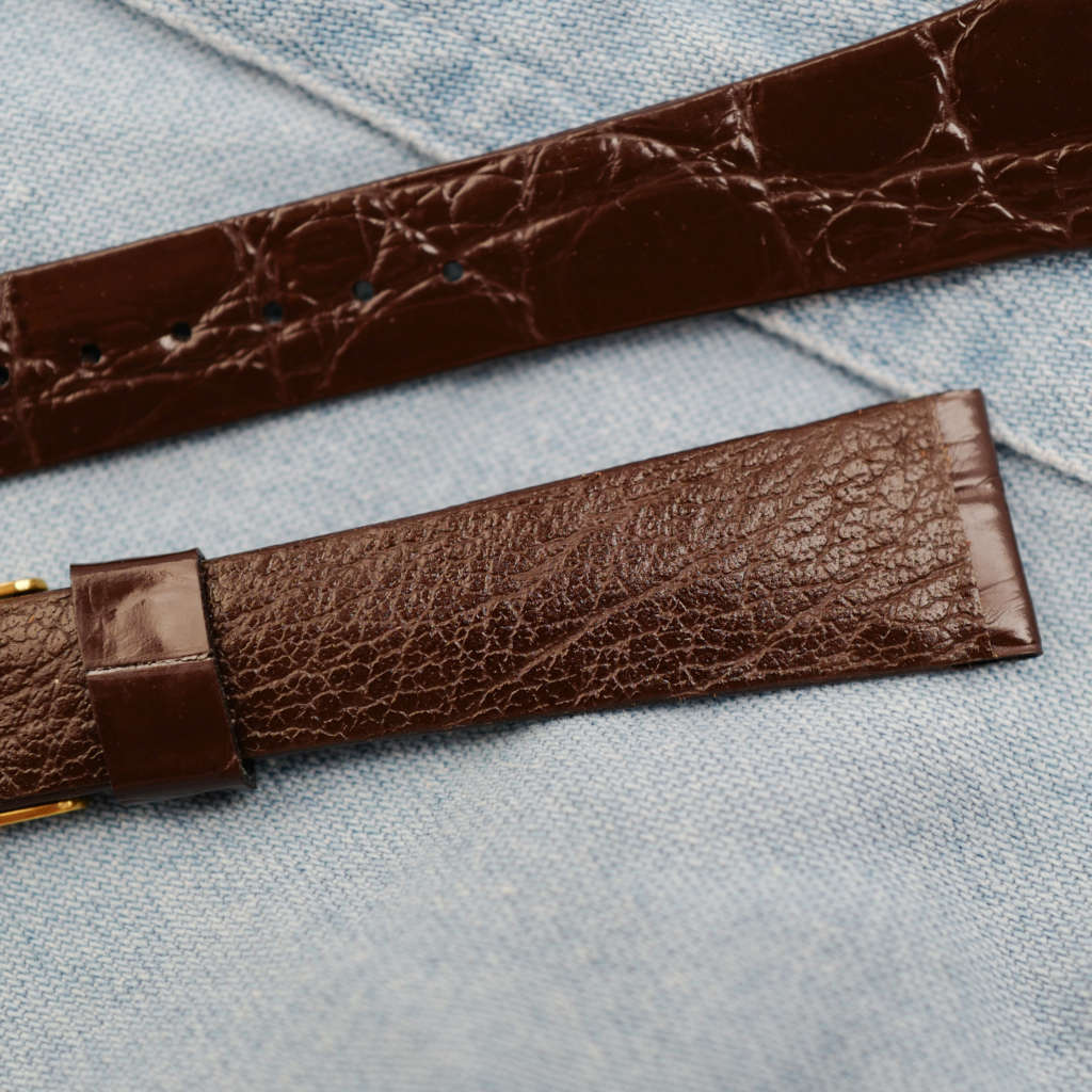 bracelet cuir 20 mm veritable marron brillant type aligator vintage 20 mm neuf de stock_5 bracelet cuir 20 mm veritable marron brillant type aligator vintage 20 mm neuf de stock_4
