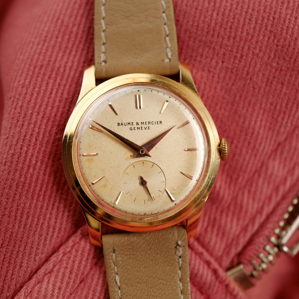 cafe noir les montres vintage horlogerie horloger marseille baume et & mercier or massif 18k années 1950