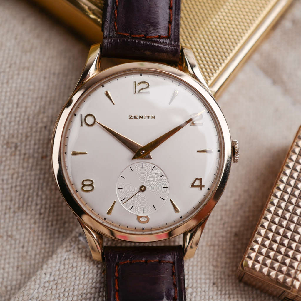 cafe noir les montres vintage horlogerie horloger marseille Zenith oversize jumbo or massif 18k années 1947 1940