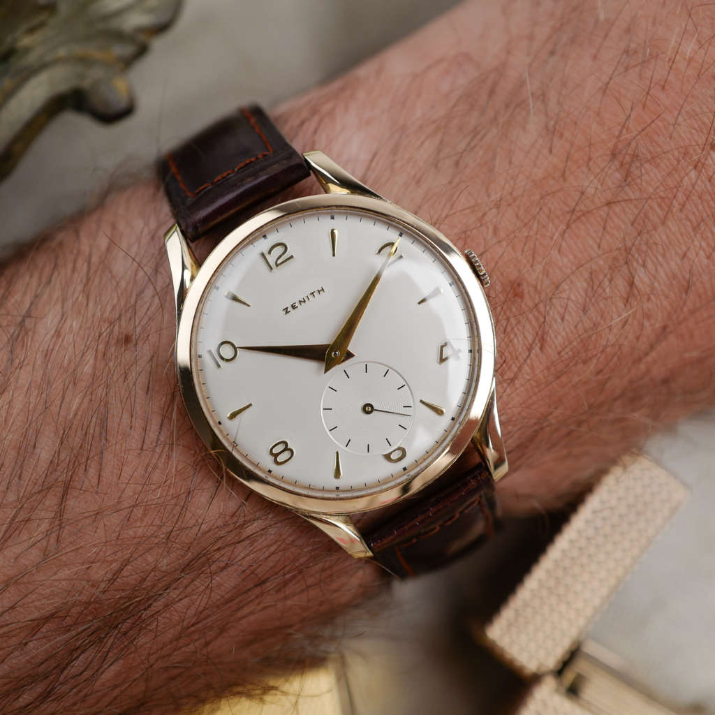 cafe noir les montres vintage horlogerie horloger marseille Zenith oversize jumbo or massif 18k années 1947 1940