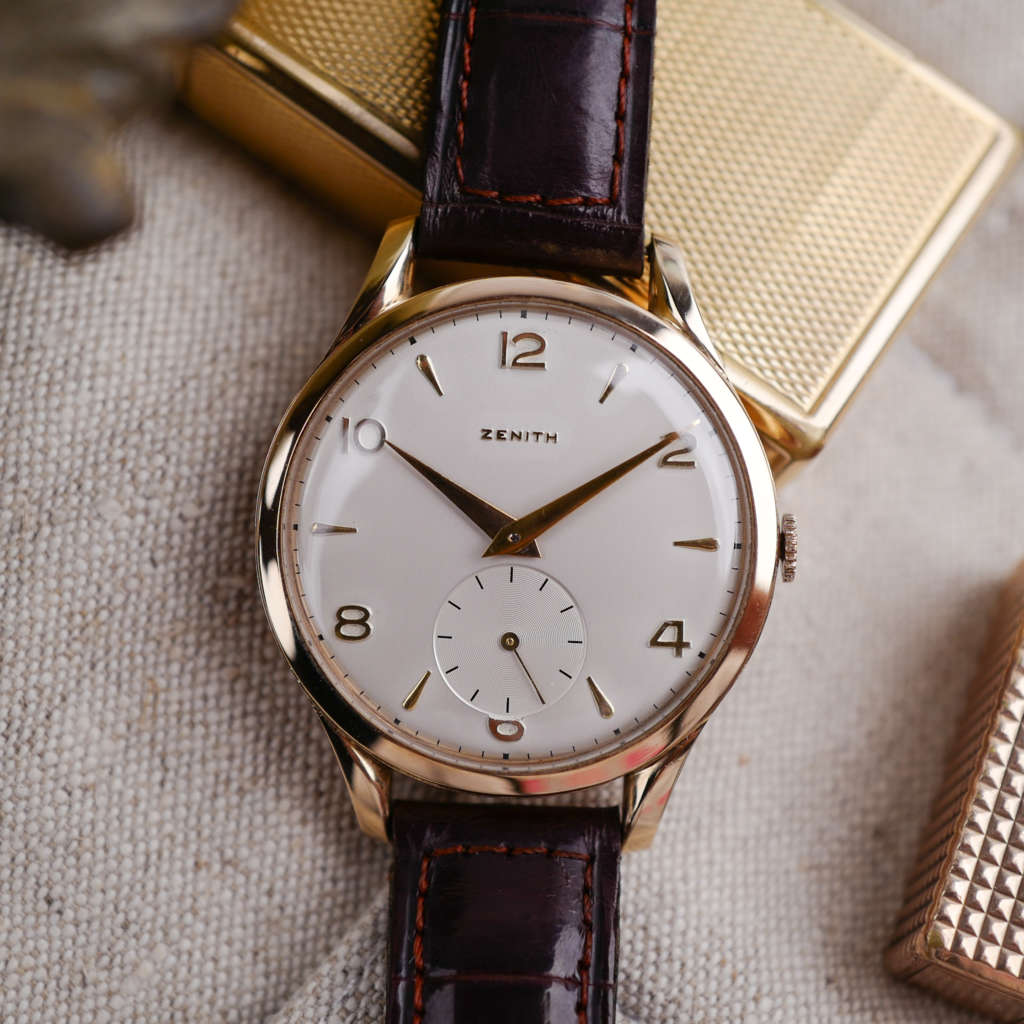 cafe noir les montres vintage horlogerie horloger marseille Zenith oversize jumbo or massif 18k années 1947 1940