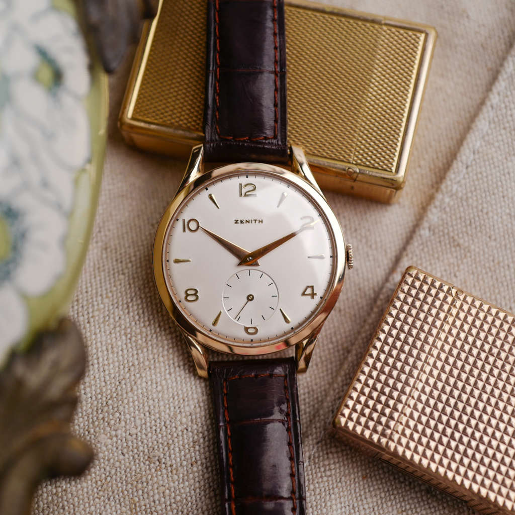 cafe noir les montres vintage horlogerie horloger marseille Zenith oversize jumbo or massif 18k années 1947 1940