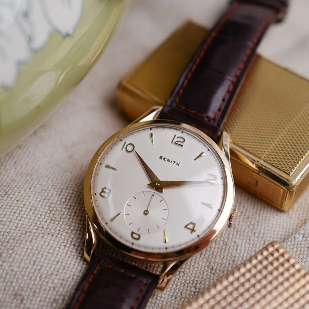 cafe noir les montres vintage horlogerie horloger marseille Zenith oversize jumbo or massif 18k années 1947 1940