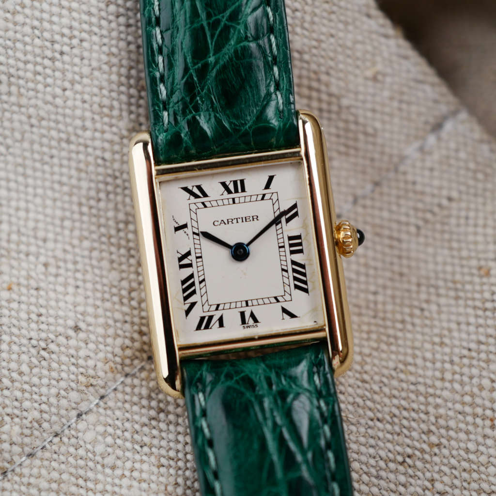 cafe noir montres horloger marseille cartier tank louis petit modèle or massif quartz 18k