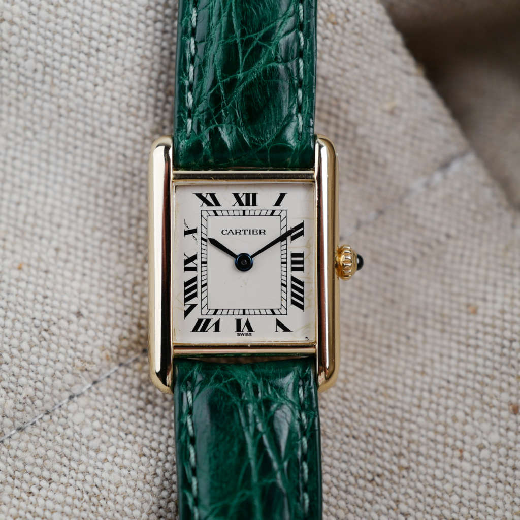 cafe noir montres horloger marseille cartier tank louis petit modèle or massif quartz 18k
