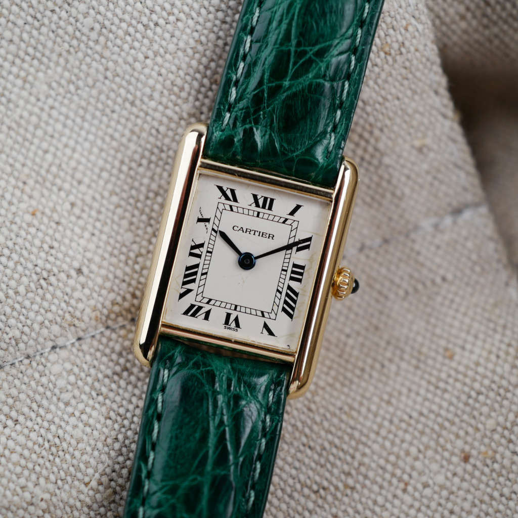 cafe noir montres horloger marseille cartier tank louis petit modèle or massif quartz 18k