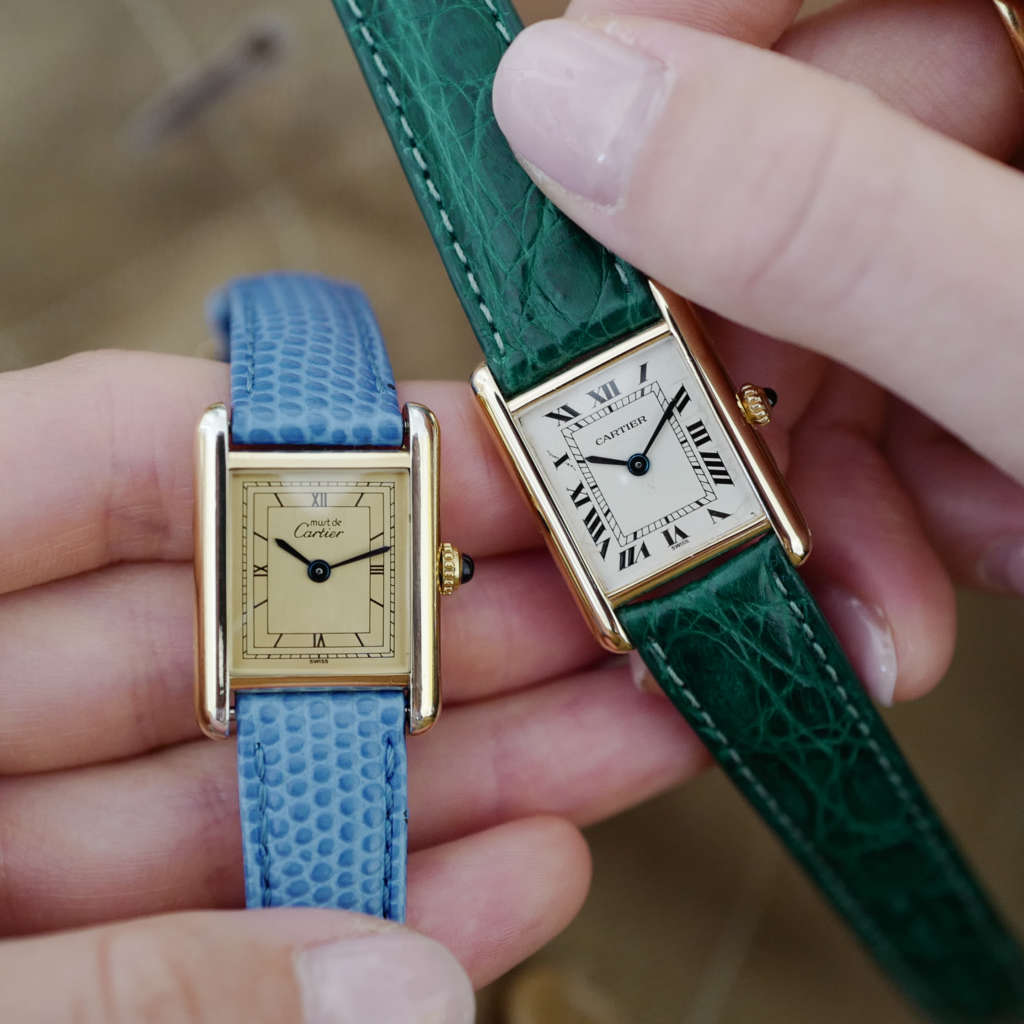 cafe noir montres horloger marseille cartier tank louis petit modèle or massif quartz 18k