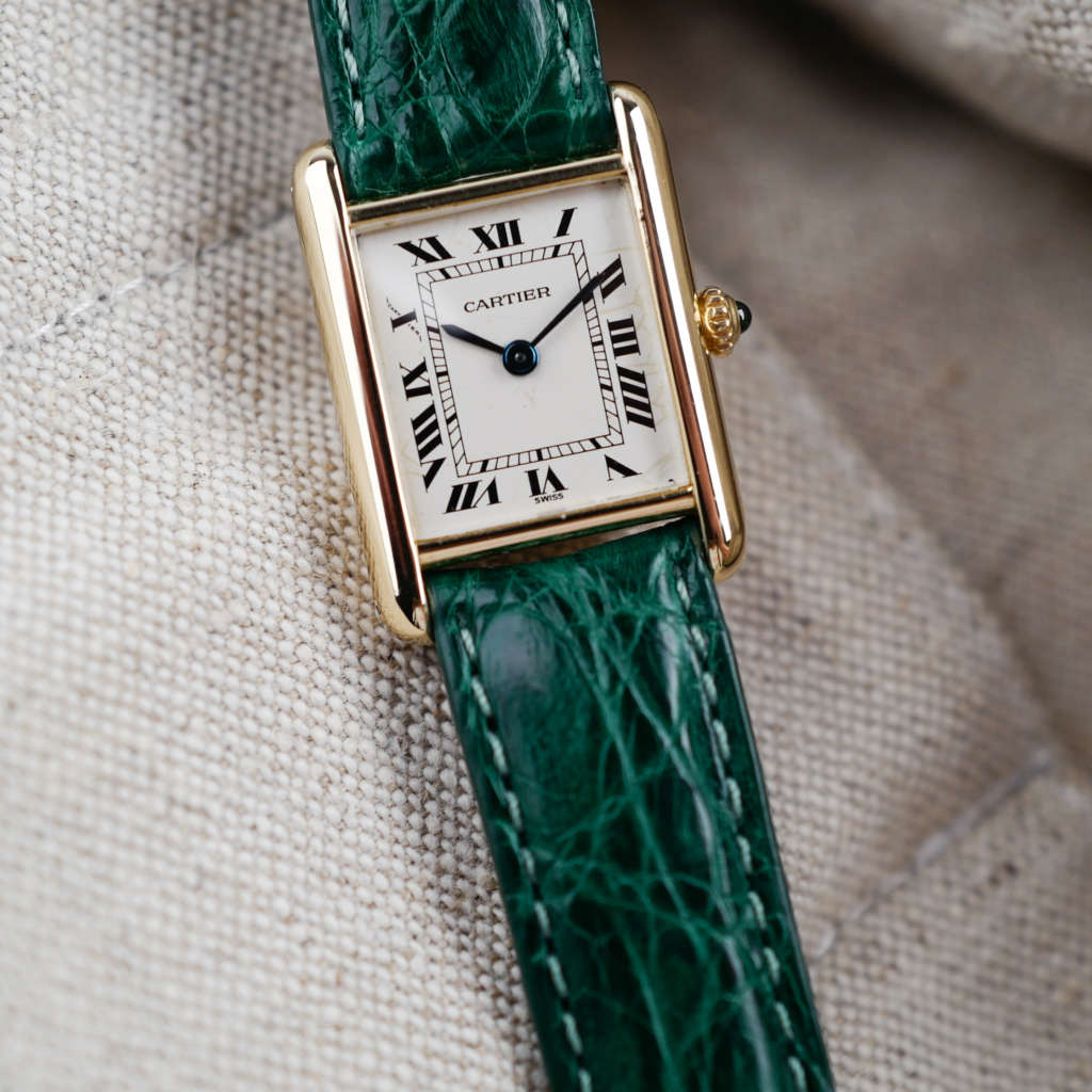 cafe noir montres horloger marseille cartier tank louis petit modèle or massif quartz 18k