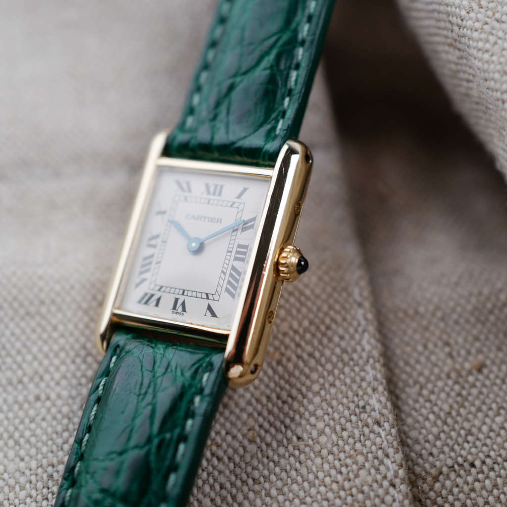 cafe noir montres horloger marseille cartier tank louis petit modèle or massif quartz 18k