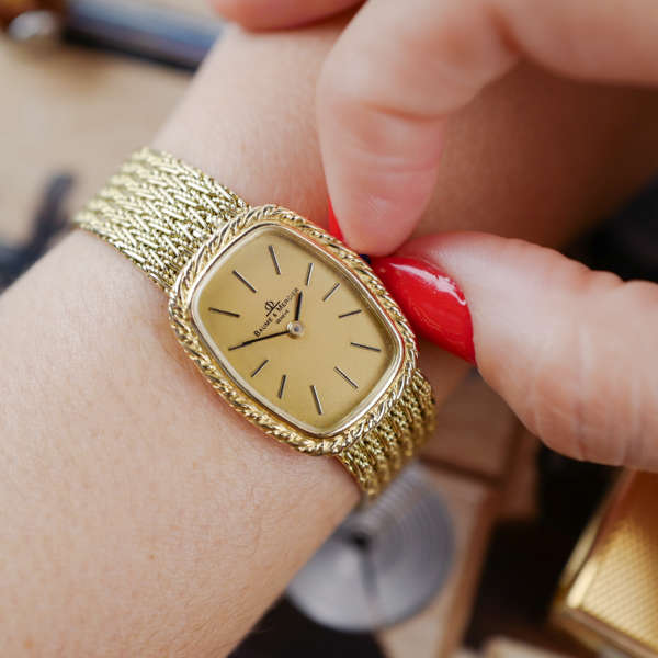 cafe noir montres horloger marseille BAUME & MERCIER Bracelet en or 18k pour femme Vintage 1980_2