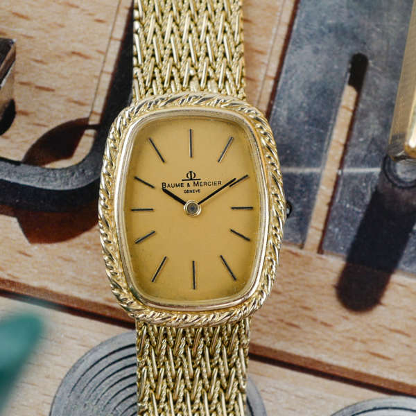 cafe noir montres horloger marseille BAUME & MERCIER Bracelet en or 18k pour femme Vintage 1980_2