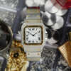 cafe noir les montres vintage horloger marseille cartier santos or et acier grand modele taille homme vintage or et acier