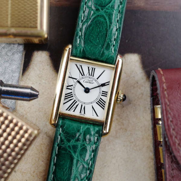 cafe noir les montres vintage horloger marseille cartier tank must vintage petit modele vermeil plaque or cadran rare_2