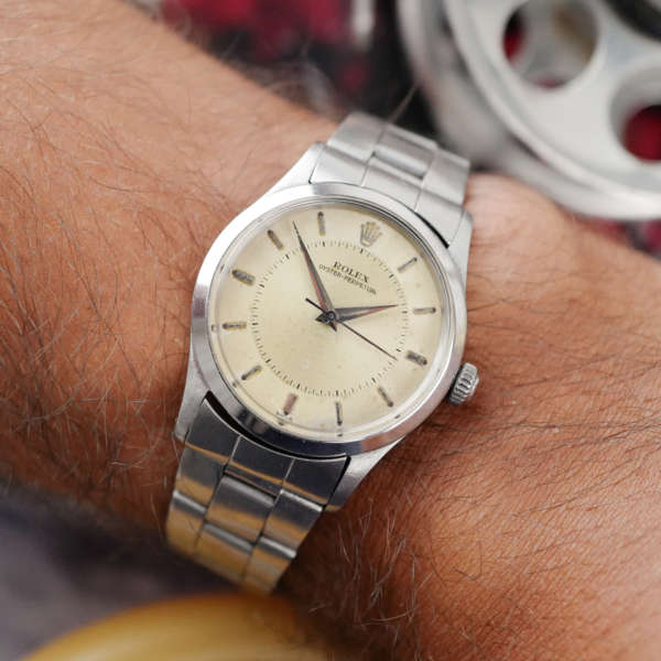 cafe noir les montres vintage horloger marseille rolex Oyster Perpetual 6532 cadran vintage montre acier vintage de 1956